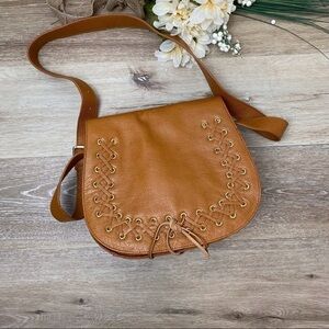 Violetta Saddle Crossbody Mustard Yellow Pebbled Leather Bag